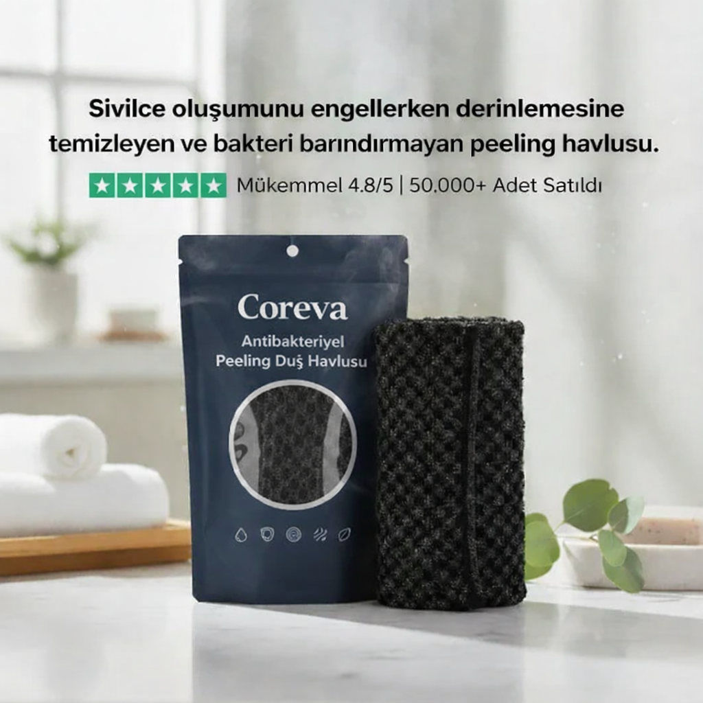 COREVA™ Antibakteriyel Peeling Duş Havlusu